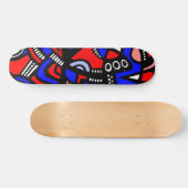 Abstract in tinten van rood, blauw, wit en zwart skateboard (Horizontaal)