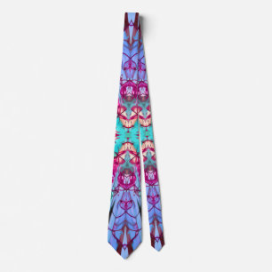 Abstract in Turquoise en Magenta Stropdas