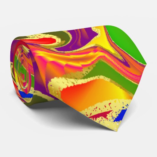 Abstract in warme zomerkleuren stropdas (Opgerold)