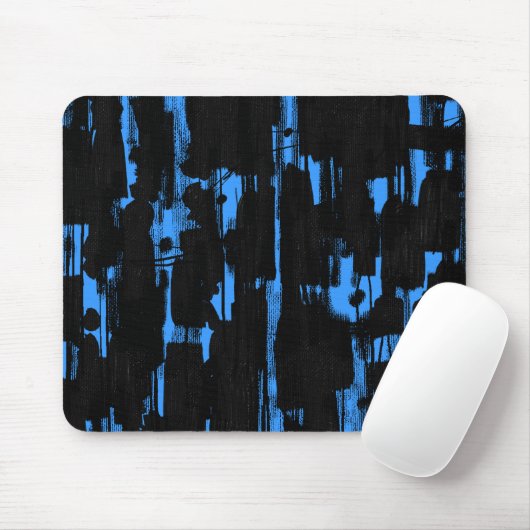 Abstract in zwart - blauw 3399FF Muismat (Met muis)