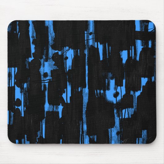 Abstract in zwart - blauw 3399FF Muismat (Voorkant)