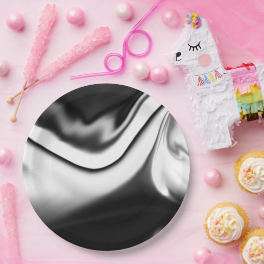 Abstract in zwart-wit papieren bordje (Feest)