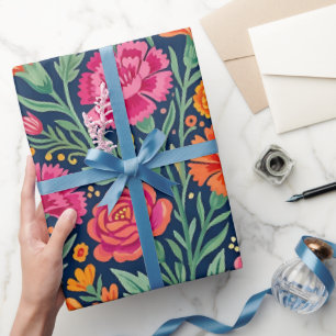 Abstract Indiaas bloemmotief met vlinders inpakpap Cadeaupapier