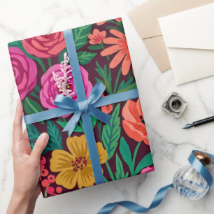 Abstract Indiaas bloemmotief met vlinders inpakpap Cadeaupapier
