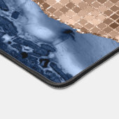 Abstract Indigo Blauw Agaat Marmer Modern Roos Gou Bureaumat (Hoek)