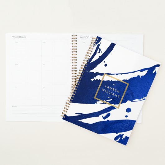 Abstract Indigo Blauw penseelstreken Afspraakboek Planner (Display)