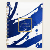 Abstract Indigo Blauw penseelstreken Afspraakboek Planner (Voorkant)