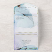 Abstract Indigo Lavendel Aquamarijn Inkt All In One Uitnodiging (Buitenkant)