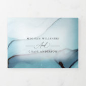 Abstract Indigo Lavender Aquamarine Ink Drieluik Uitnodiging (Cover)