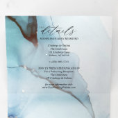 Abstract Indigo Lavender Aquamarine Ink Drieluik Uitnodiging (Binnenzijde eerst)