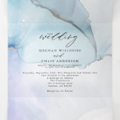 Abstract Indigo Lavender Aquamarine Ink Drieluik Uitnodiging (Binnenkant midden)