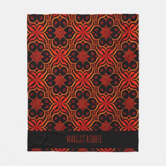 Abstract Indonesisch batik rood bloemmotief Fleece Deken (Voorkant)