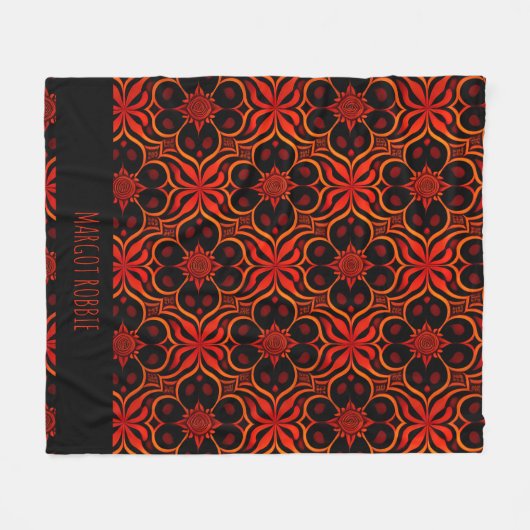 Abstract Indonesisch batik rood bloemmotief Fleece Deken (Voorkant (Horizontaal))