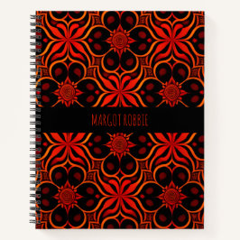 Abstract Indonesisch batik rood bloemmotief Notitieboek