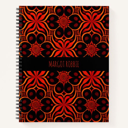 Abstract Indonesisch batik rood bloemmotief Notitieboek (Voorkant)