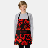 Abstract Indonesisch batik rood patroon Schort (Gedragen)