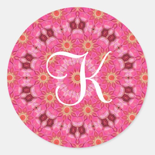 abstract initiaal zomer ronde sticker (Voorkant)