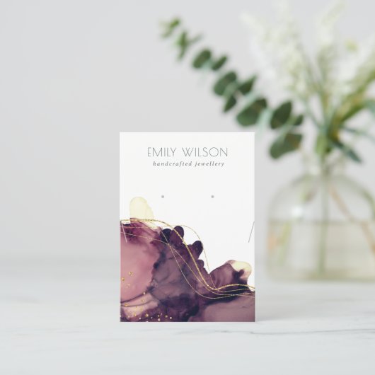 Abstract Ink Gold Maroon Ketting Verdien beeldsche Visitekaartje (Staand voorkant)