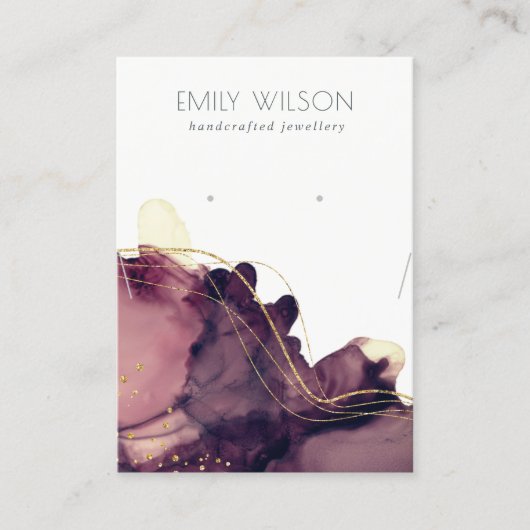 Abstract Ink Gold Maroon Ketting Verdien beeldsche Visitekaartje (Voorkant)
