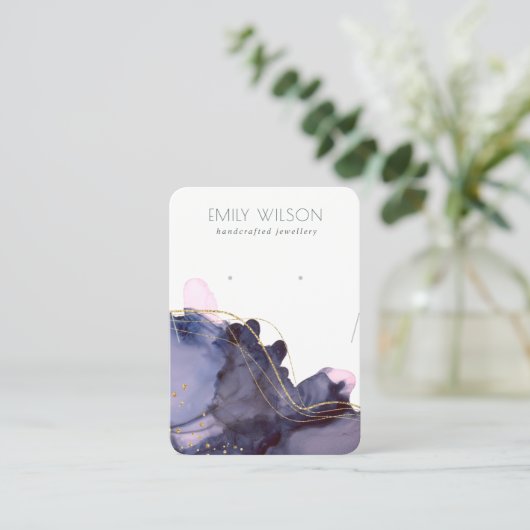 Abstract Ink Gold Navy Ketting Earning Display Visitekaartje (Staand voorkant)