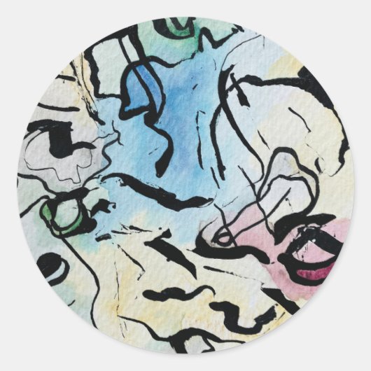 Abstract Ink Ronde Sticker (Voorkant)