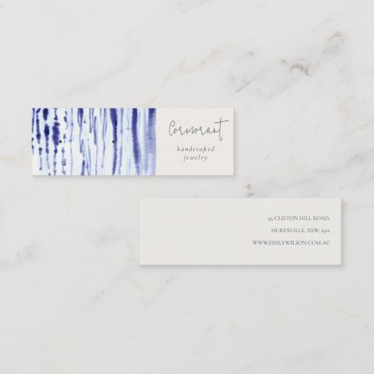 Abstract Inkt Blauwe Lijnen Oorbel Stud Hoop Houde Mini Visitekaartje (Voorkant / Achterkant)