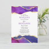 Abstract Inkt Fuchsia Roze Paarse Goud Kaart (Staand voorkant)