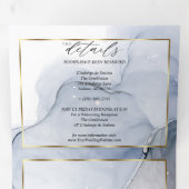 Abstract Inkt Stof Blauw Mauve Pruim Drie-Vouw Uit Drieluik Uitnodiging (Binnenzijde eerst)