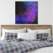 Abstract inktschilderend zwart blauw Paars vierkan Canvas Afdruk (Insitu (Slaapkamer))