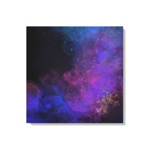 Abstract inktschilderend zwart blauw Paars vierkan