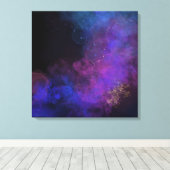 Abstract inktschilderend zwart blauw Paars vierkan Canvas Afdruk (Insitu (Houten vloer))
