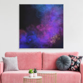 Abstract inktschilderend zwart blauw Paars vierkan Canvas Afdruk (Insitu (Woonkamer))