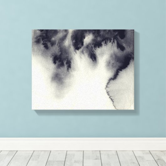 Abstract inktschilderij op grijs papier. canvas afdruk (Insitu (Houten vloer))