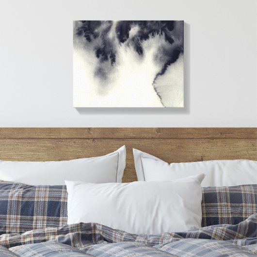 Abstract inktschilderij op grijs papier. canvas afdruk (Insitu (Slaapkamer))
