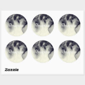 Abstract inktschilderij op grijs papier. ronde sticker (Vel)