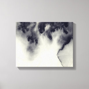 Abstract inktschilderij op grijze papiertextuur. canvas afdruk