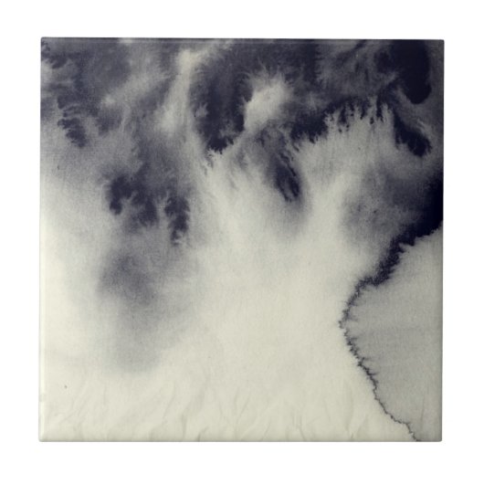 Abstract inktschilderij op grijze papiertextuur. tegeltje (Voorkant)