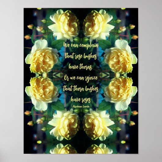 Abstract Inspirerend met hoogte-gele rozen Poster (Voorkant)