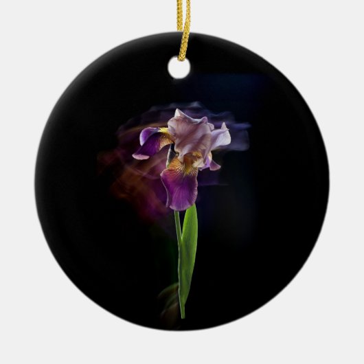 Abstract Iris Flower – Elegant Floral Art Keramisch Ornament (Voorkant)