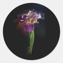 Abstract Iris Flower – Elegant Floral Art Ronde Sticker