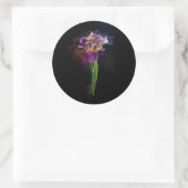 Abstract Iris Flower – Elegant Floral Art Ronde Sticker (Tas)