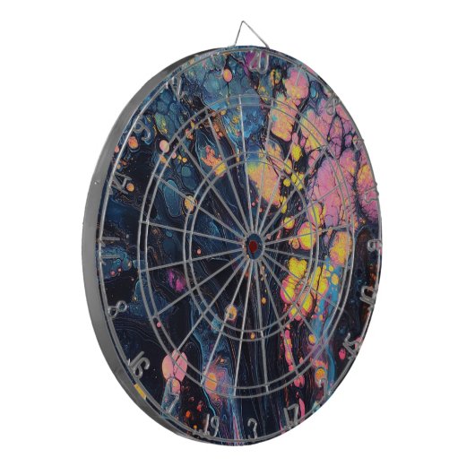 Abstract iriserend kunstdartbord dartbord (Voorkant Links)