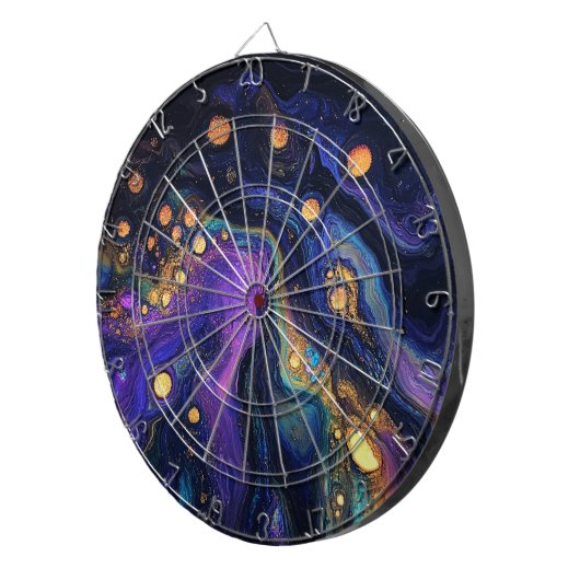 Abstract iriserend kunstdartbord dartbord (Voorkant Rechts)