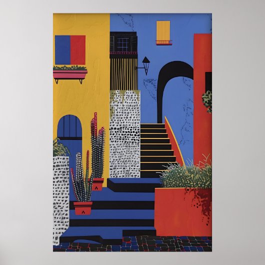 Abstract Italiaans Stads Kunstprint Levendige Stad Poster (Voorkant)