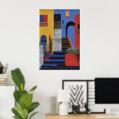Abstract Italiaans Stads Kunstprint Levendige Stad Poster (Thuiskantoor)