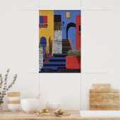 Abstract Italiaans Stads Kunstprint Levendige Stad Poster (Keuken)