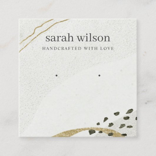 Abstract Ivory Black Gold CAD-beeldscherm met stud Vierkante Visitekaartje (Voorkant)