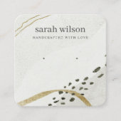 Abstract Ivory Black Gold CAD-beeldscherm met stud Vierkante Visitekaartje (Voorkant)