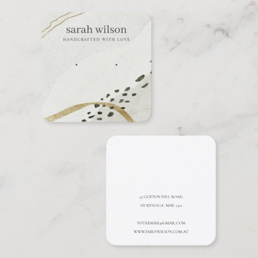 Abstract Ivory Black Gold CAD-beeldscherm met stud Vierkante Visitekaartje (Voorkant / Achterkant)