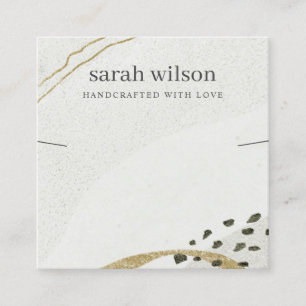 Abstract Ivory Black Gold Ketting Band-beeldscherm Vierkante Visitekaartje